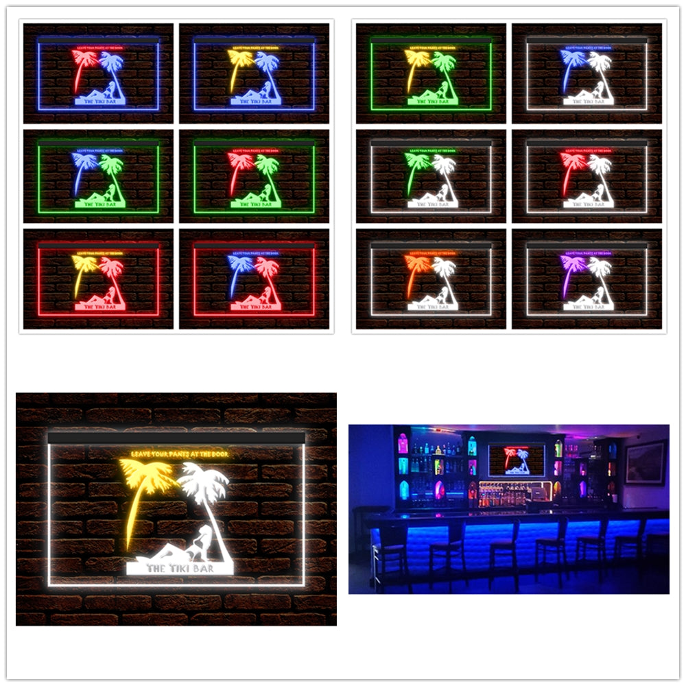 DC170057 Tiki Bar Open Happy Hours Home Decor Beer Display illuminated Night Light Neon Sign Dual Color