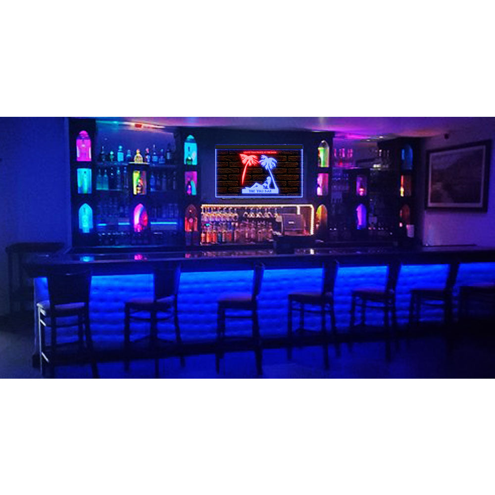 DC170057 Tiki Bar Open Happy Hours Home Decor Beer Display illuminated Night Light Neon Sign Dual Color