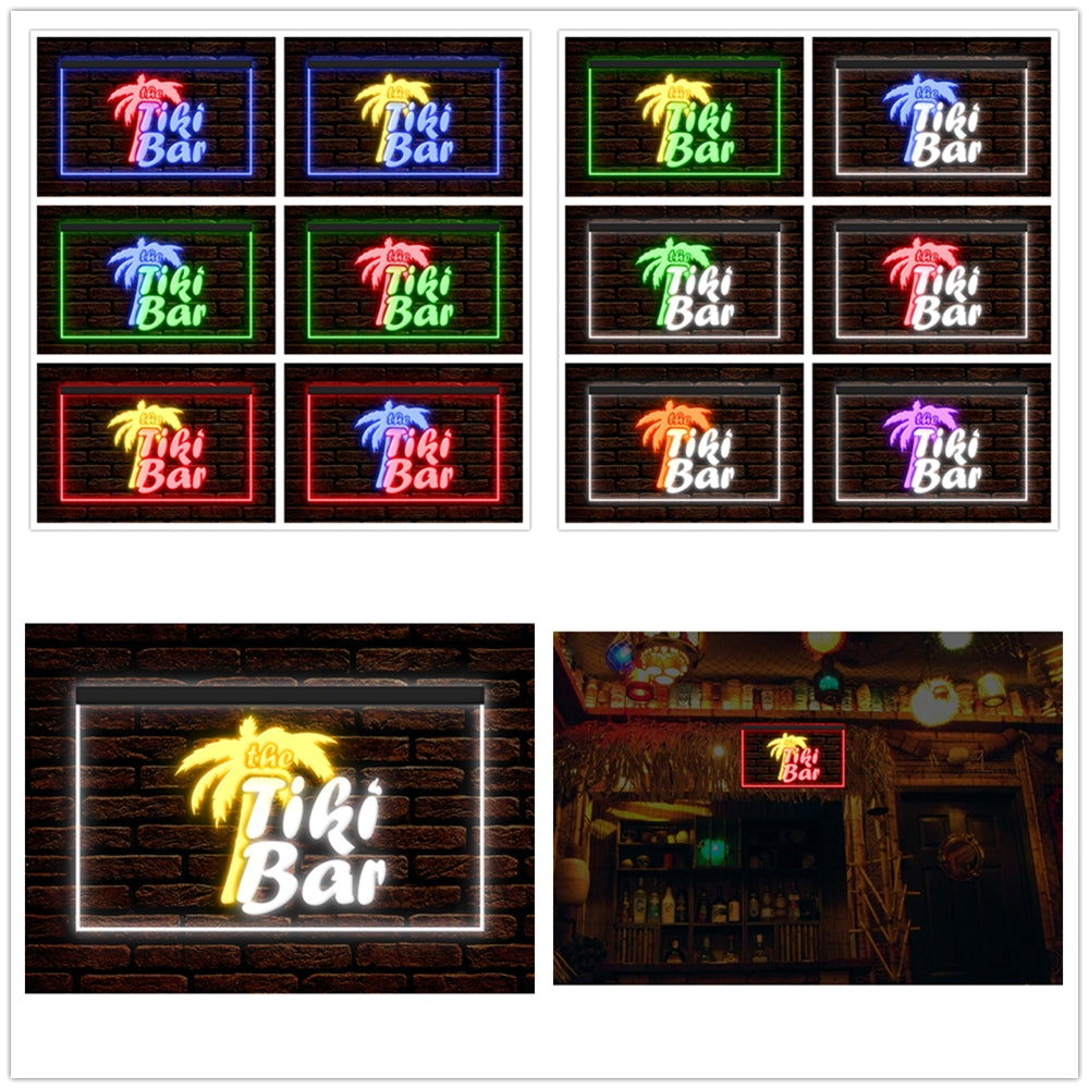 DC170058 Tiki Bar Open Happy Hours Home Decor Beer Display illuminated Night Light Neon Sign Dual Color