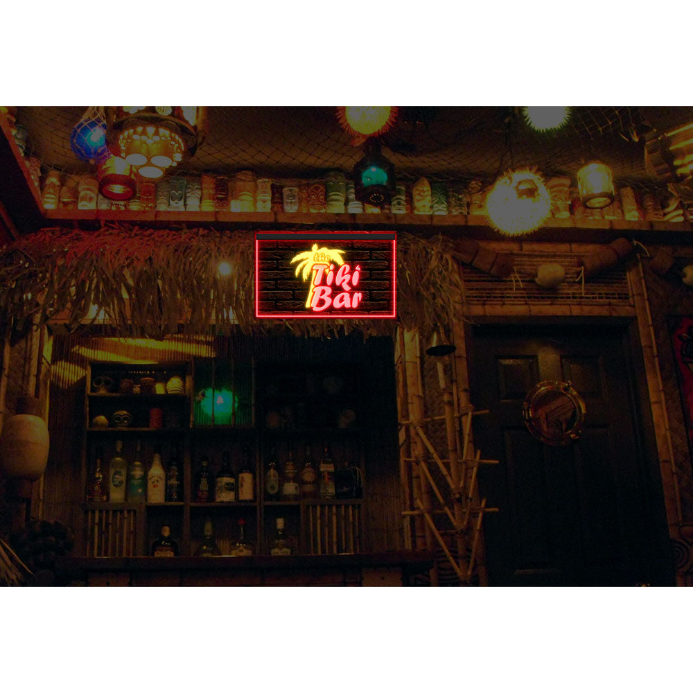 DC170058 Tiki Bar Open Happy Hours Home Decor Beer Display illuminated Night Light Neon Sign Dual Color