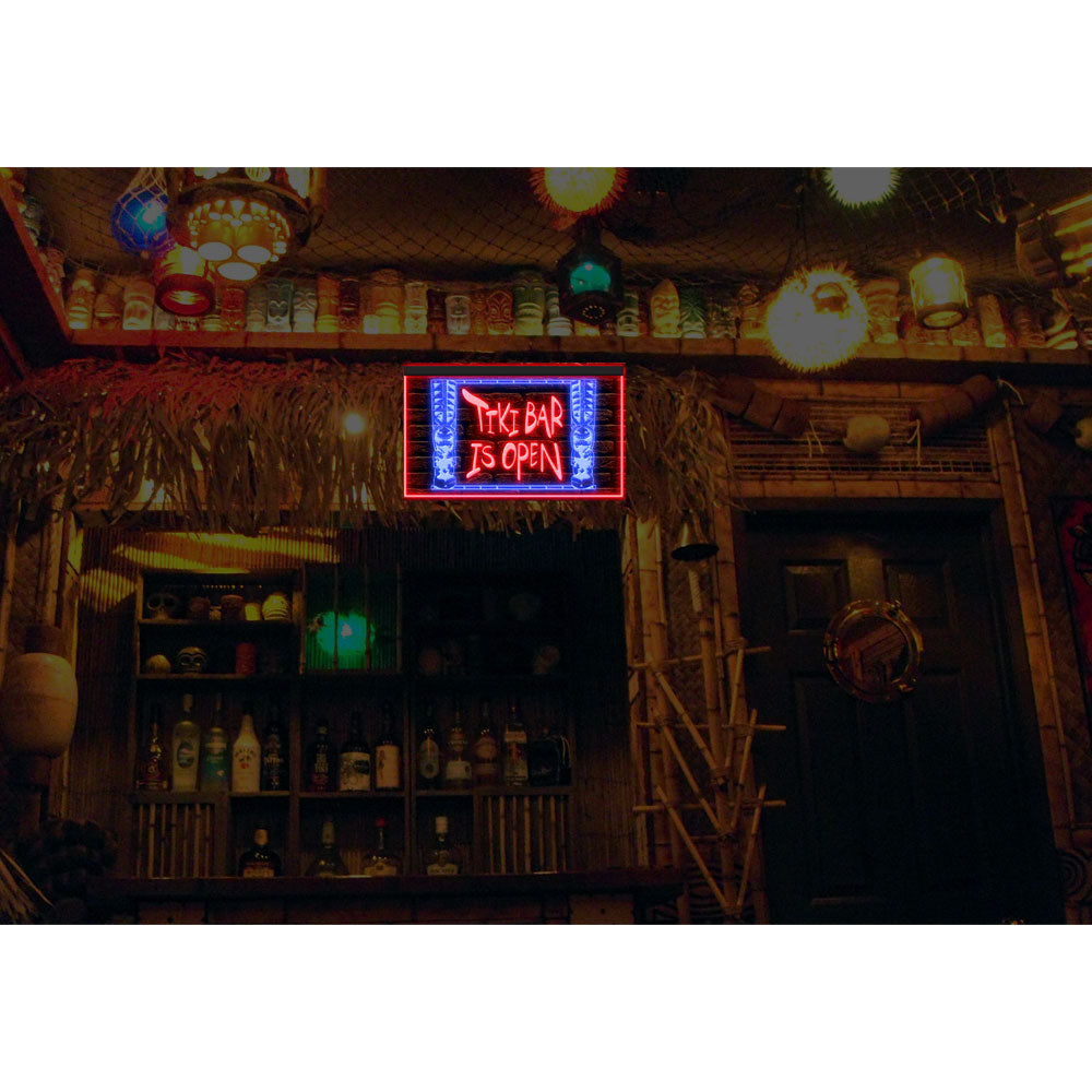 DC170072 Tiki Bar Open Happy Hours Home Decor Beer Display illuminated Night Light Neon Sign Dual Color