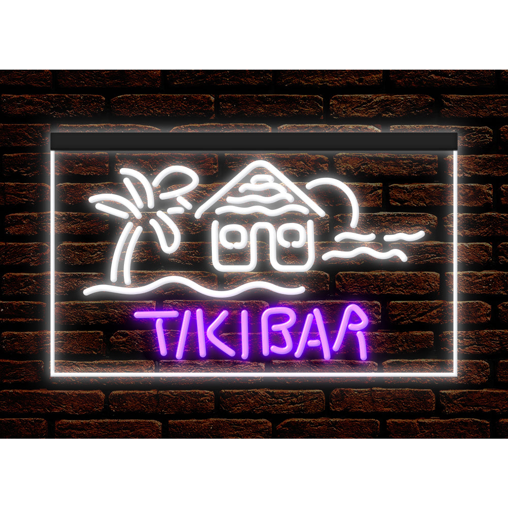 DC170073 Tiki Bar Open Happy Hours Home Decor Beer Display illuminated Night Light Neon Sign Dual Color