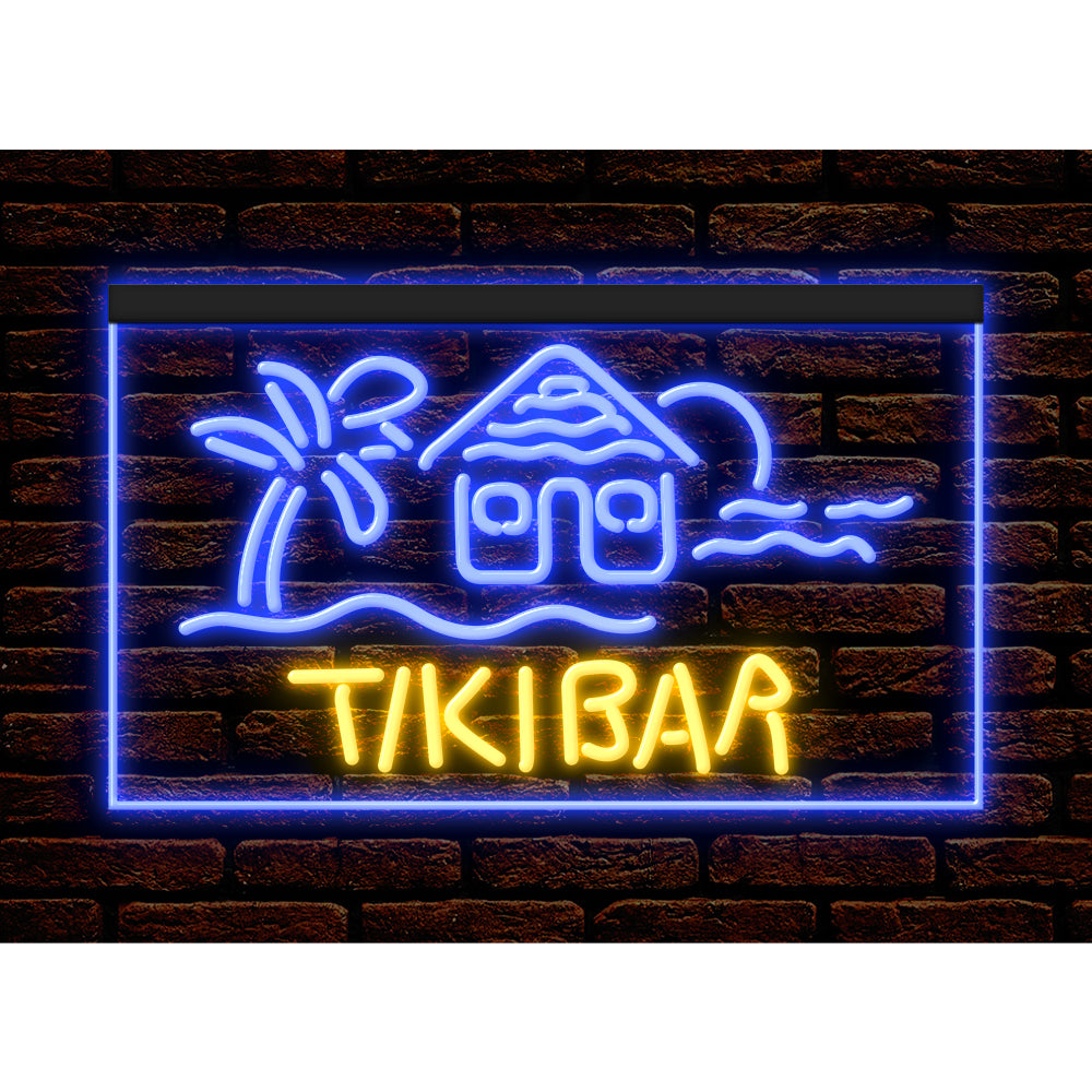 DC170073 Tiki Bar Open Happy Hours Home Decor Beer Display illuminated Night Light Neon Sign Dual Color
