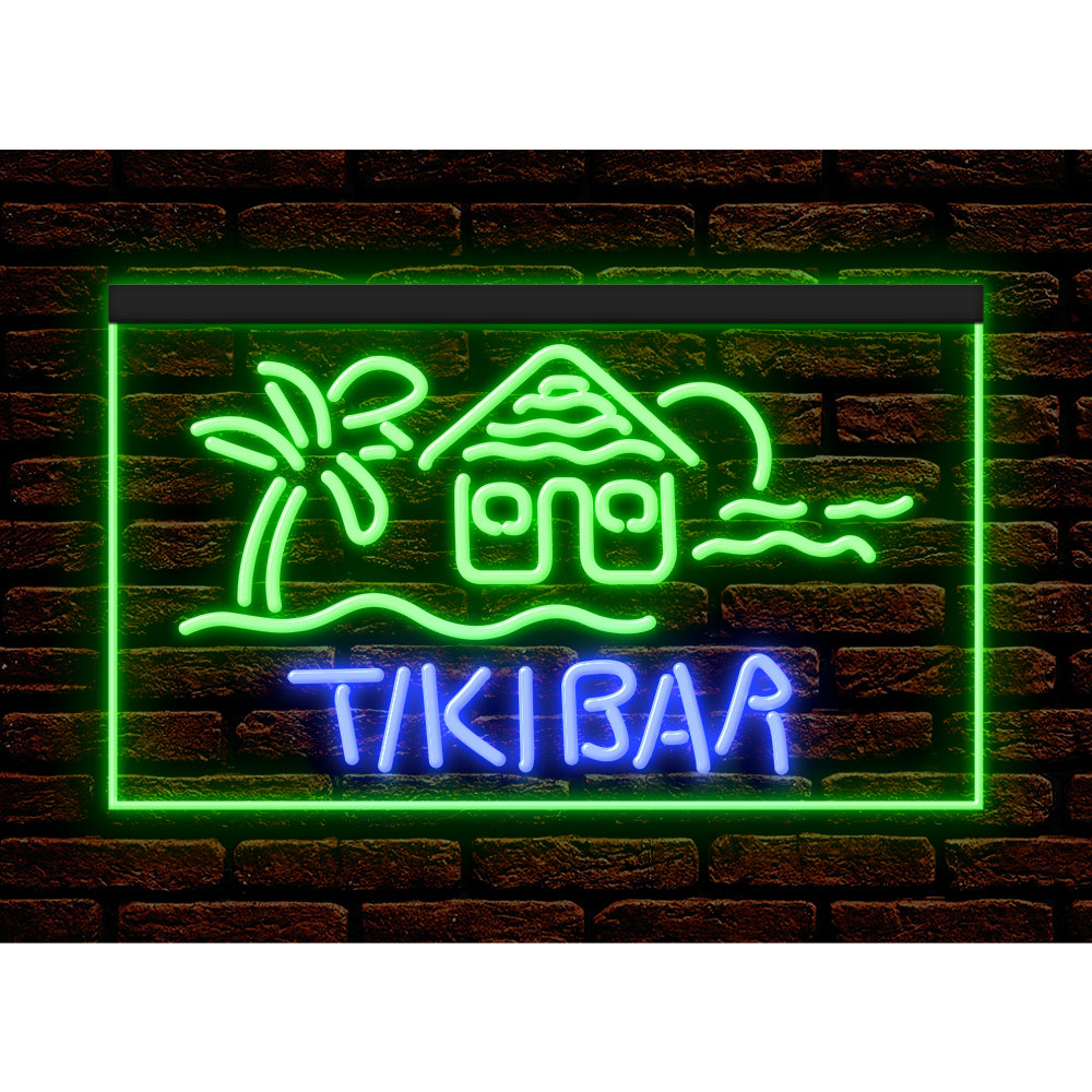 DC170073 Tiki Bar Open Happy Hours Home Decor Beer Display illuminated Night Light Neon Sign Dual Color