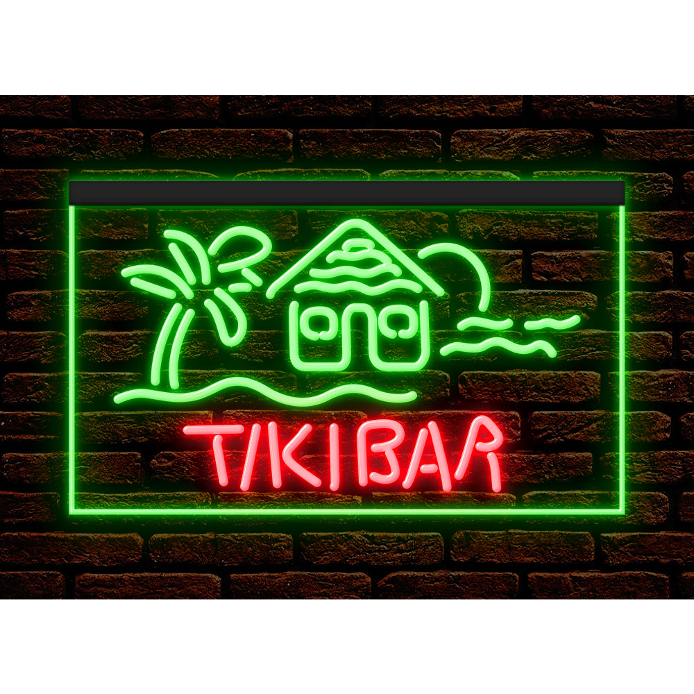 DC170073 Tiki Bar Open Happy Hours Home Decor Beer Display illuminated Night Light Neon Sign Dual Color