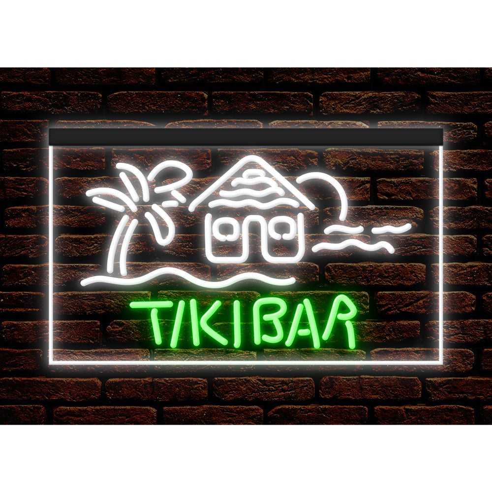 DC170073 Tiki Bar Open Happy Hours Home Decor Beer Display illuminated Night Light Neon Sign Dual Color