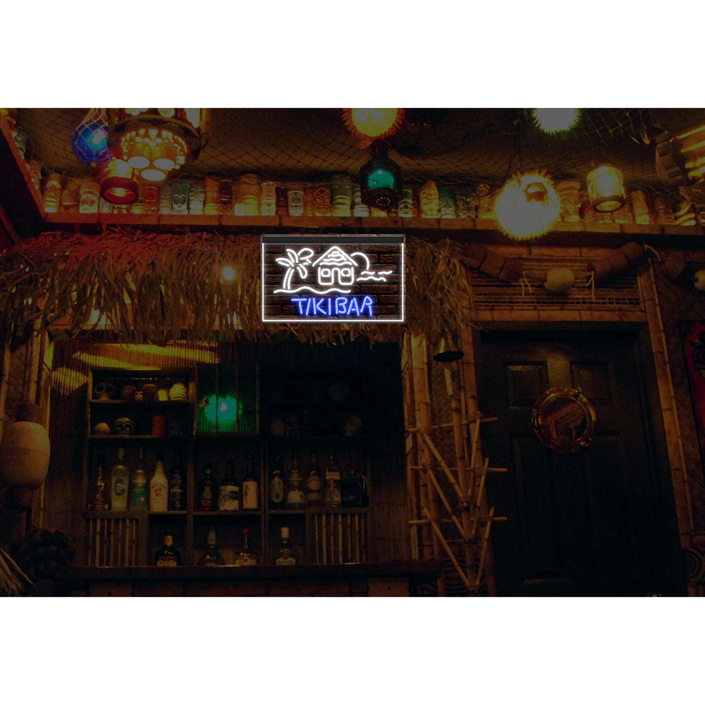 DC170073 Tiki Bar Open Happy Hours Home Decor Beer Display illuminated Night Light Neon Sign Dual Color