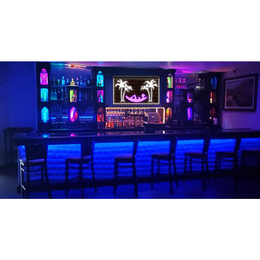 DC170074 Tiki Bar Open Happy Hours Home Decor Beer Display illuminated Night Light Neon Sign Dual Color