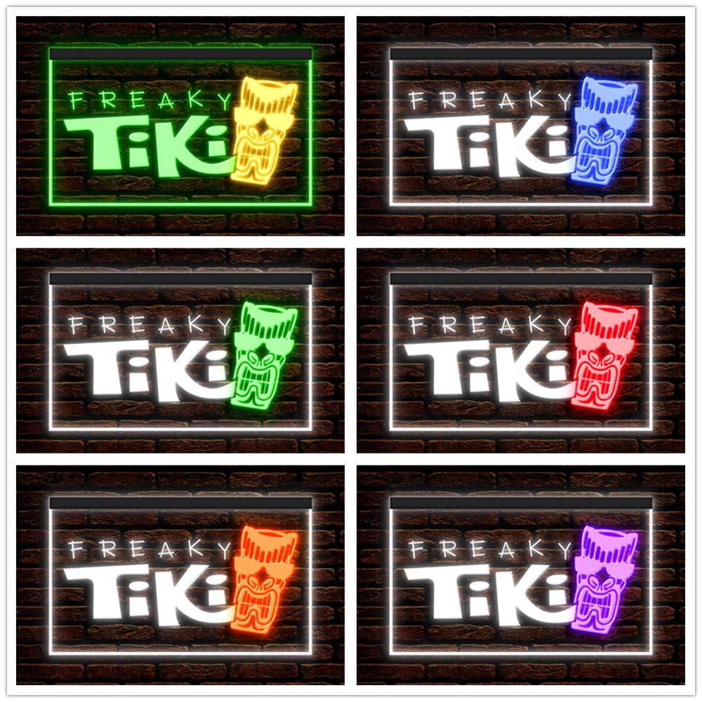 DC170075 Freaky Tiki Bar Open Home Decor Beer Display illuminated Night Light Neon Sign Dual Color