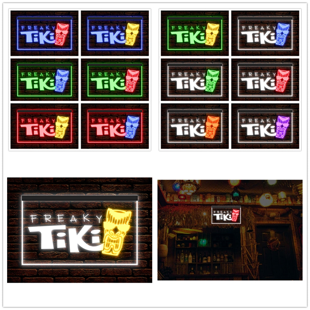 DC170075 Freaky Tiki Bar Open Home Decor Beer Display illuminated Night Light Neon Sign Dual Color