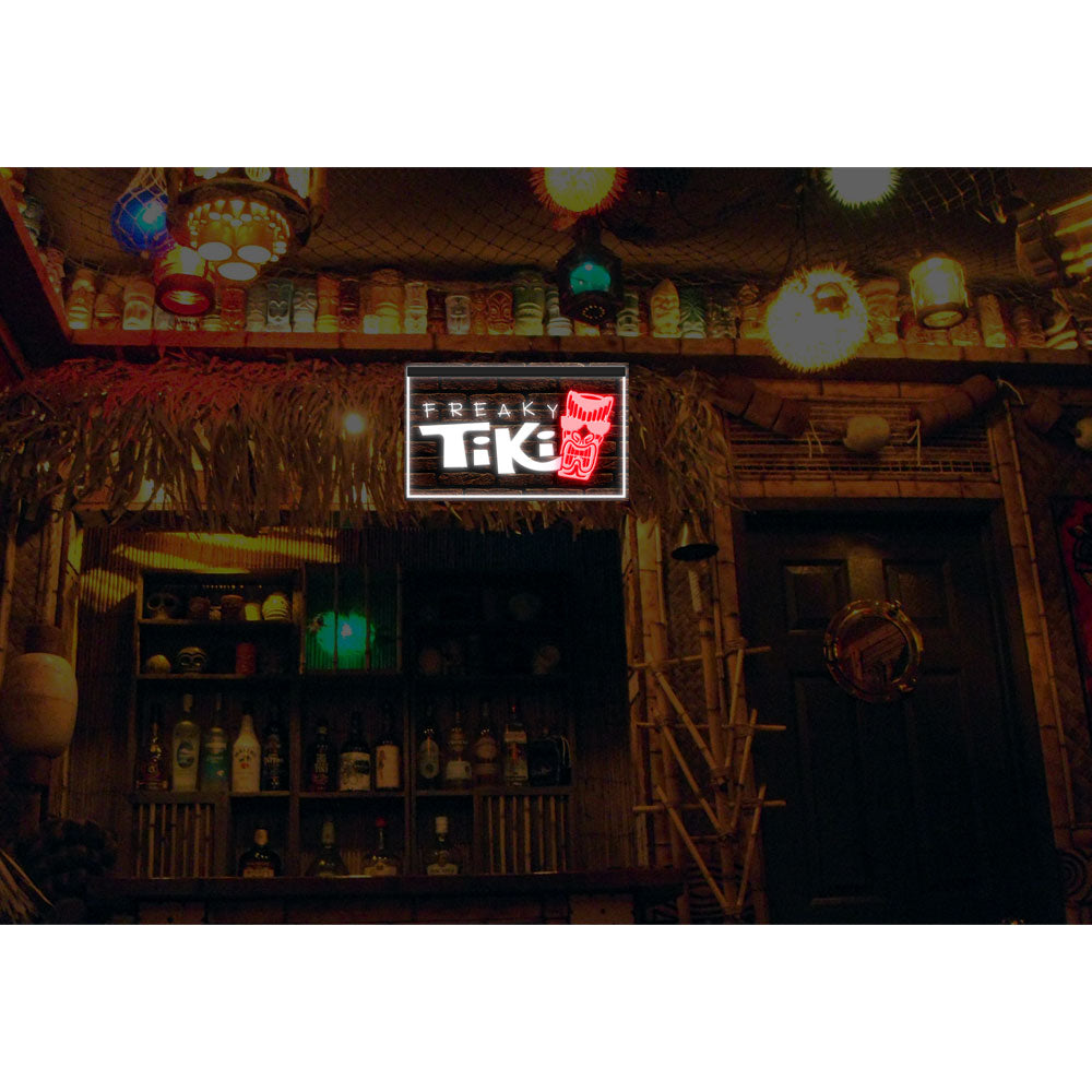 DC170075 Freaky Tiki Bar Open Home Decor Beer Display illuminated Night Light Neon Sign Dual Color