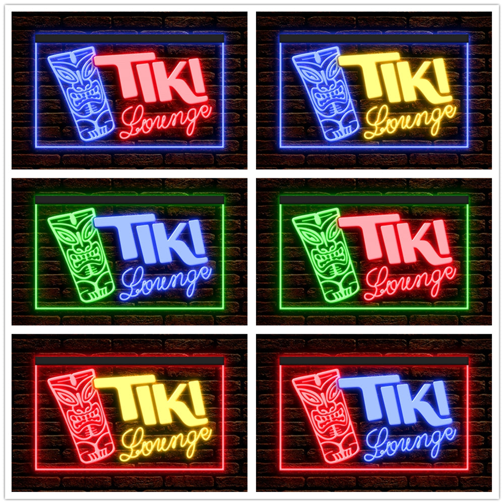 DC170079 Tiki Lounge Open Happy Hours Home Decor Beer Display illuminated Night Light Neon Sign Dual Color