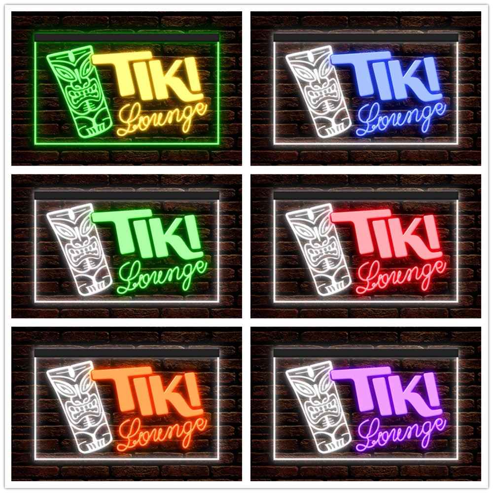 DC170079 Tiki Lounge Open Happy Hours Home Decor Beer Display illuminated Night Light Neon Sign Dual Color