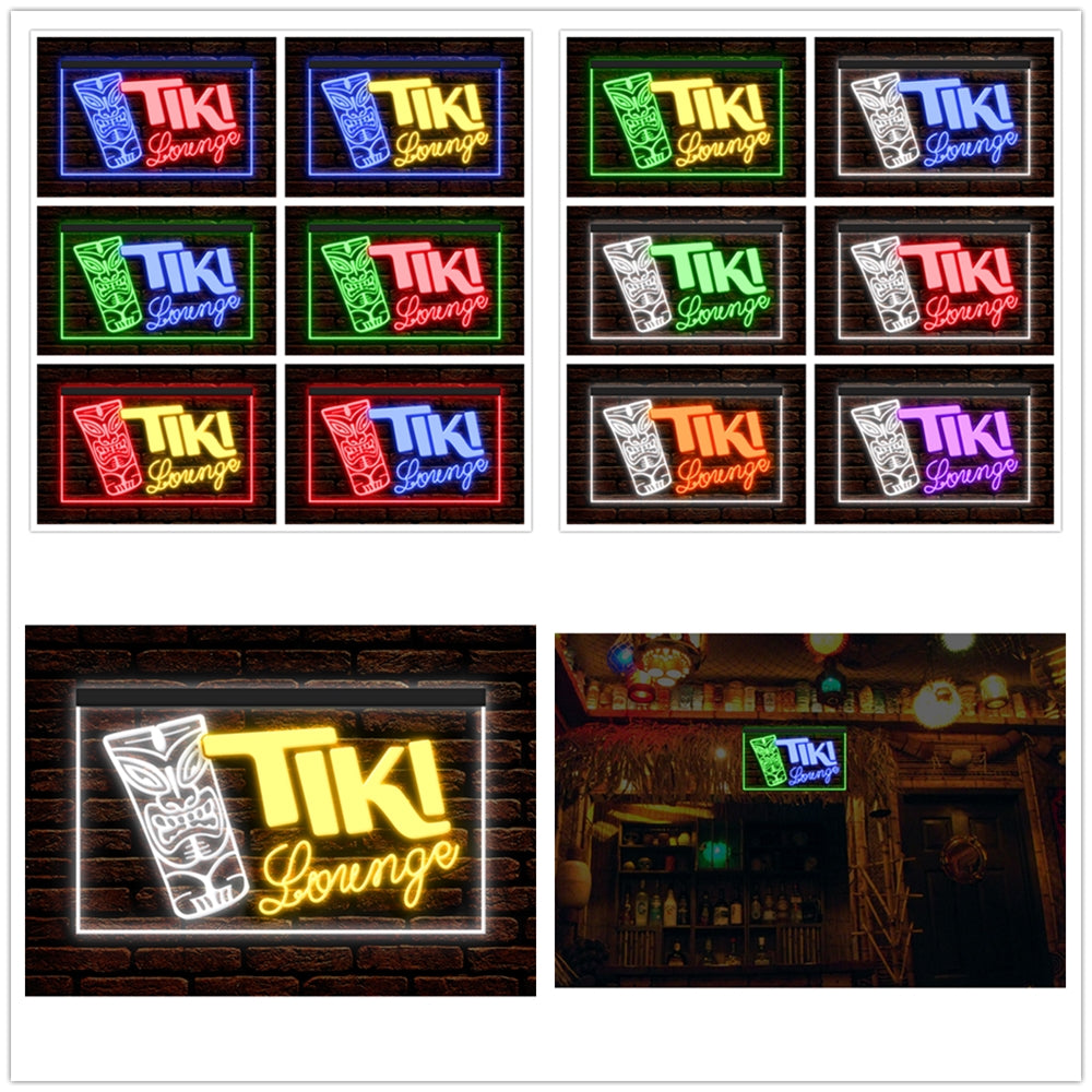 DC170079 Tiki Lounge Open Happy Hours Home Decor Beer Display illuminated Night Light Neon Sign Dual Color