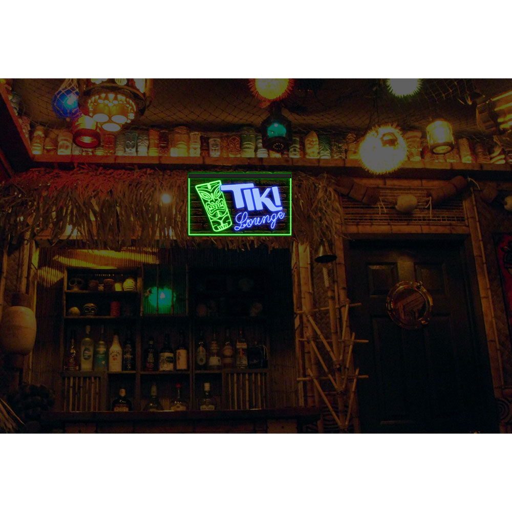 DC170079 Tiki Lounge Open Happy Hours Home Decor Beer Display illuminated Night Light Neon Sign Dual Color