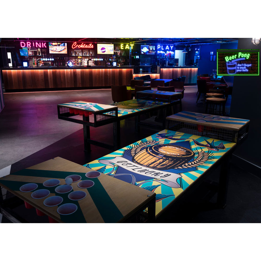 DC170083 Beer Pong Game Bar Happy Hours Home Decor Display illuminated Night Light Neon Sign Dual Color