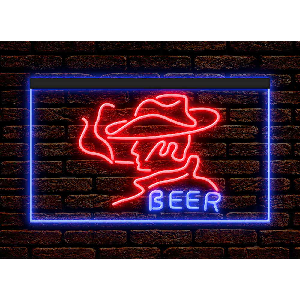 DC170088 Beer Western Cowboys Bar Texas Pub Display illuminated Night Light Neon Sign Dual Color