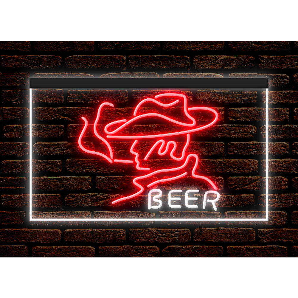 DC170088 Beer Western Cowboys Bar Texas Pub Display illuminated Night Light Neon Sign Dual Color