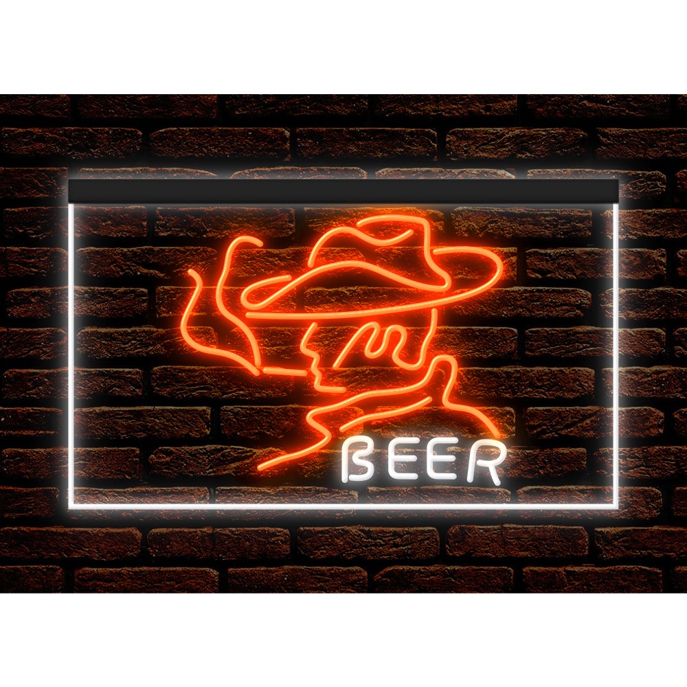 DC170088 Beer Western Cowboys Bar Texas Pub Display illuminated Night Light Neon Sign Dual Color