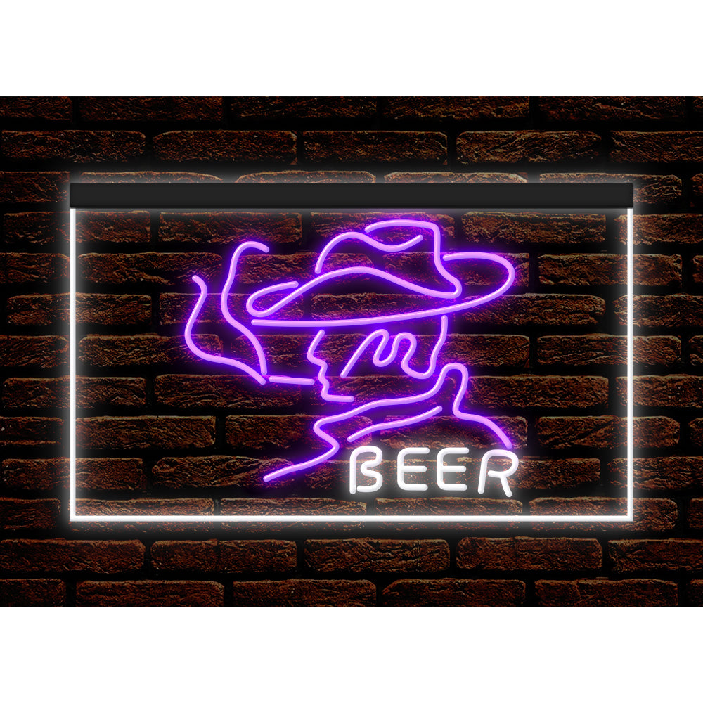 DC170088 Beer Western Cowboys Bar Texas Pub Display illuminated Night Light Neon Sign Dual Color
