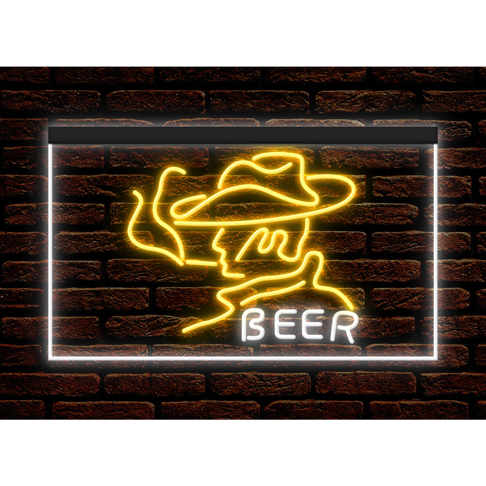 DC170088 Beer Western Cowboys Bar Texas Pub Display illuminated Night Light Neon Sign Dual Color