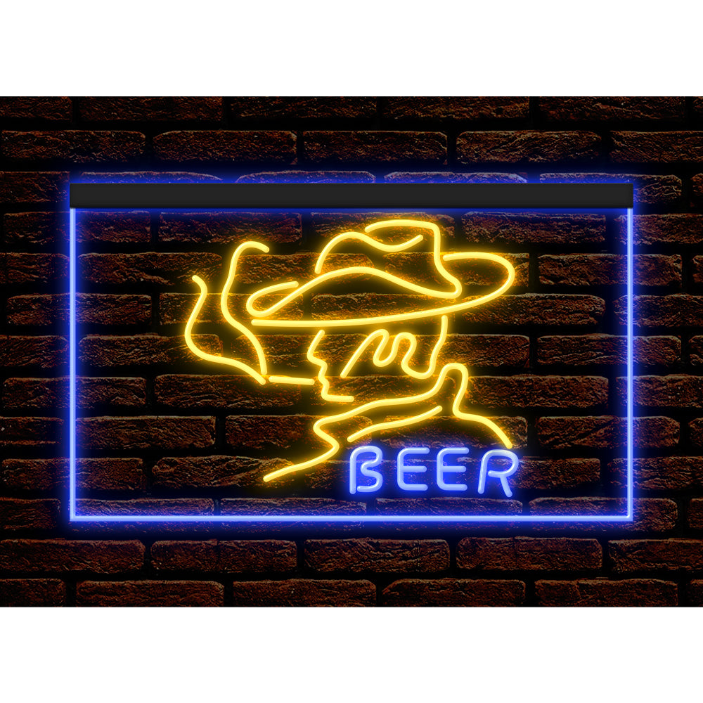 DC170088 Beer Western Cowboys Bar Texas Pub Display illuminated Night Light Neon Sign Dual Color