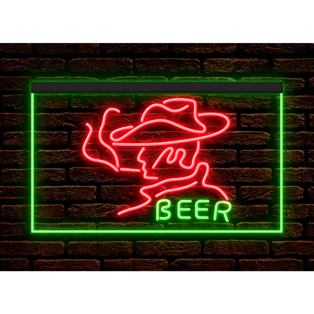 DC170088 Beer Western Cowboys Bar Texas Pub Display illuminated Night Light Neon Sign Dual Color