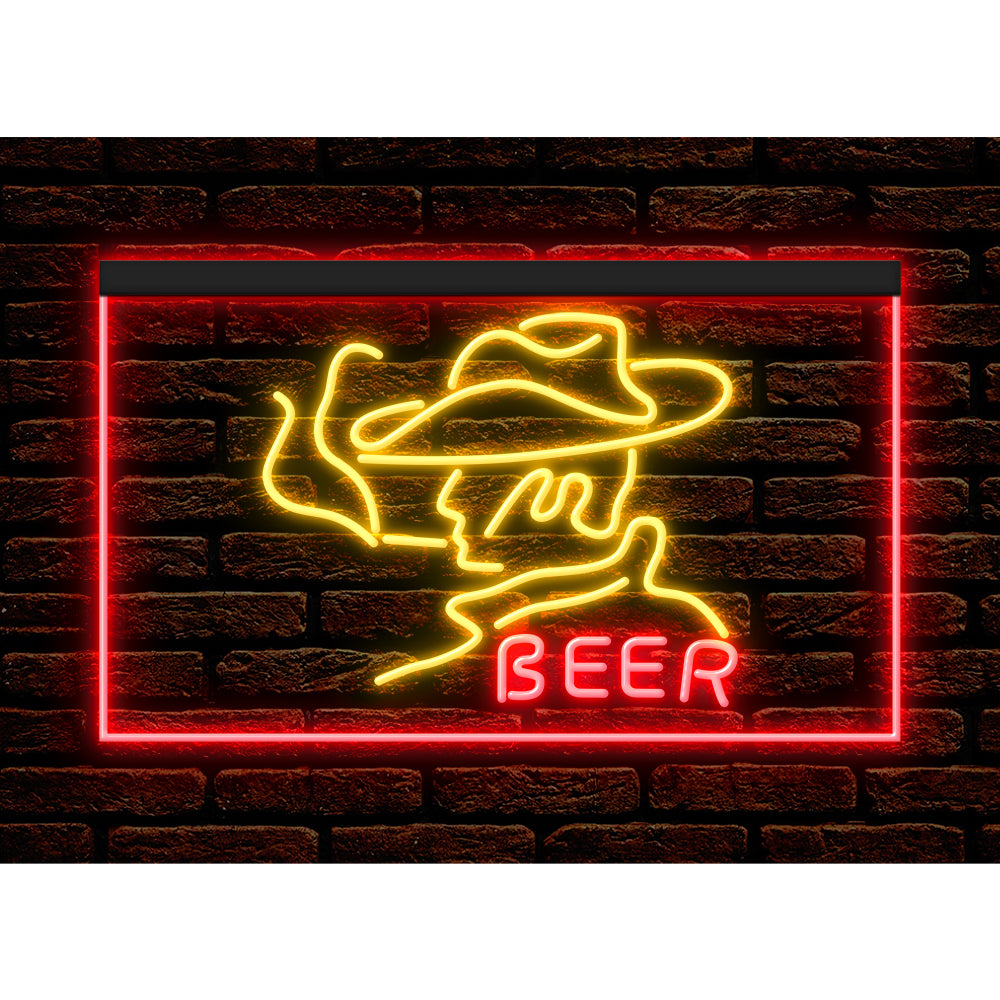 DC170088 Beer Western Cowboys Bar Texas Pub Display illuminated Night Light Neon Sign Dual Color