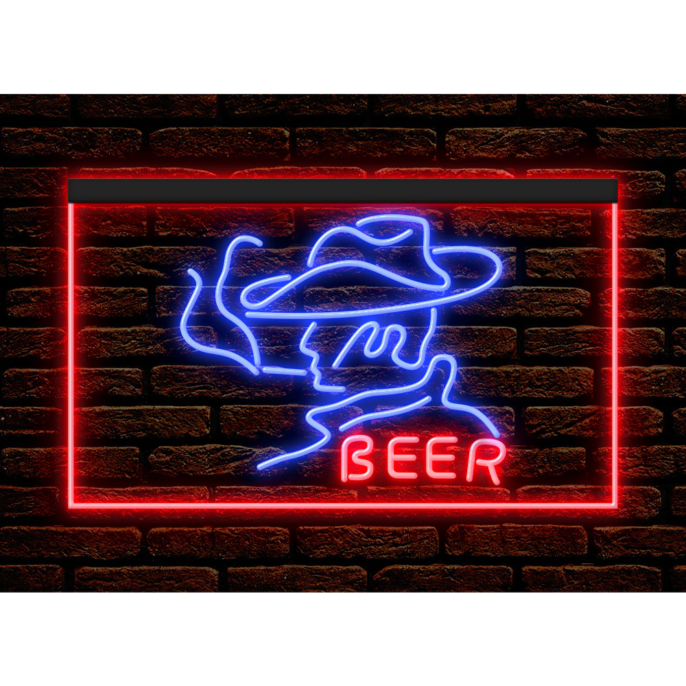 DC170088 Beer Western Cowboys Bar Texas Pub Display illuminated Night Light Neon Sign Dual Color