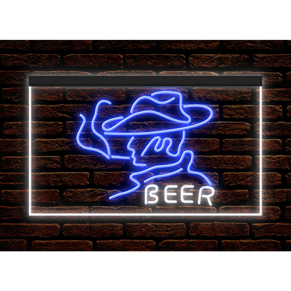 DC170088 Beer Western Cowboys Bar Texas Pub Display illuminated Night Light Neon Sign Dual Color