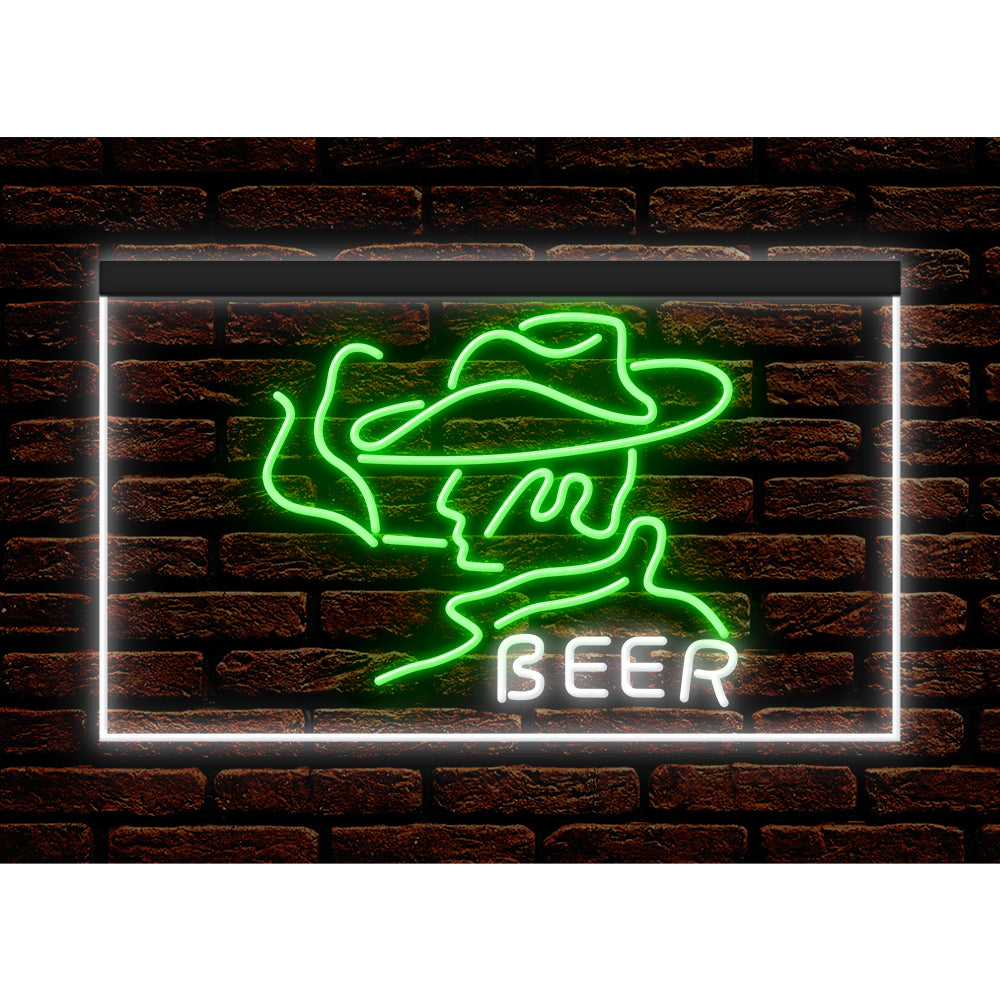 DC170088 Beer Western Cowboys Bar Texas Pub Display illuminated Night Light Neon Sign Dual Color