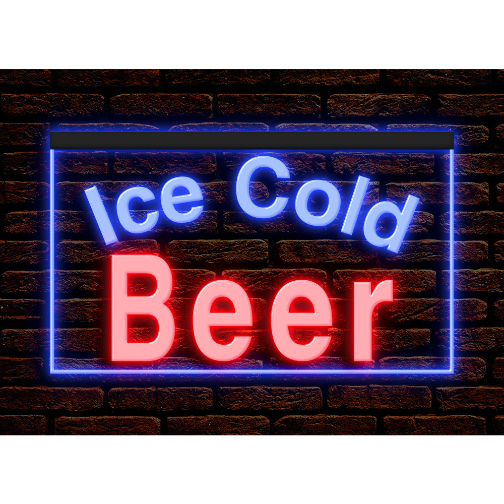 DC170090 Ice Cold Beer Bar Pub Home Decor Display illuminated Night Light Neon Sign Dual Color
