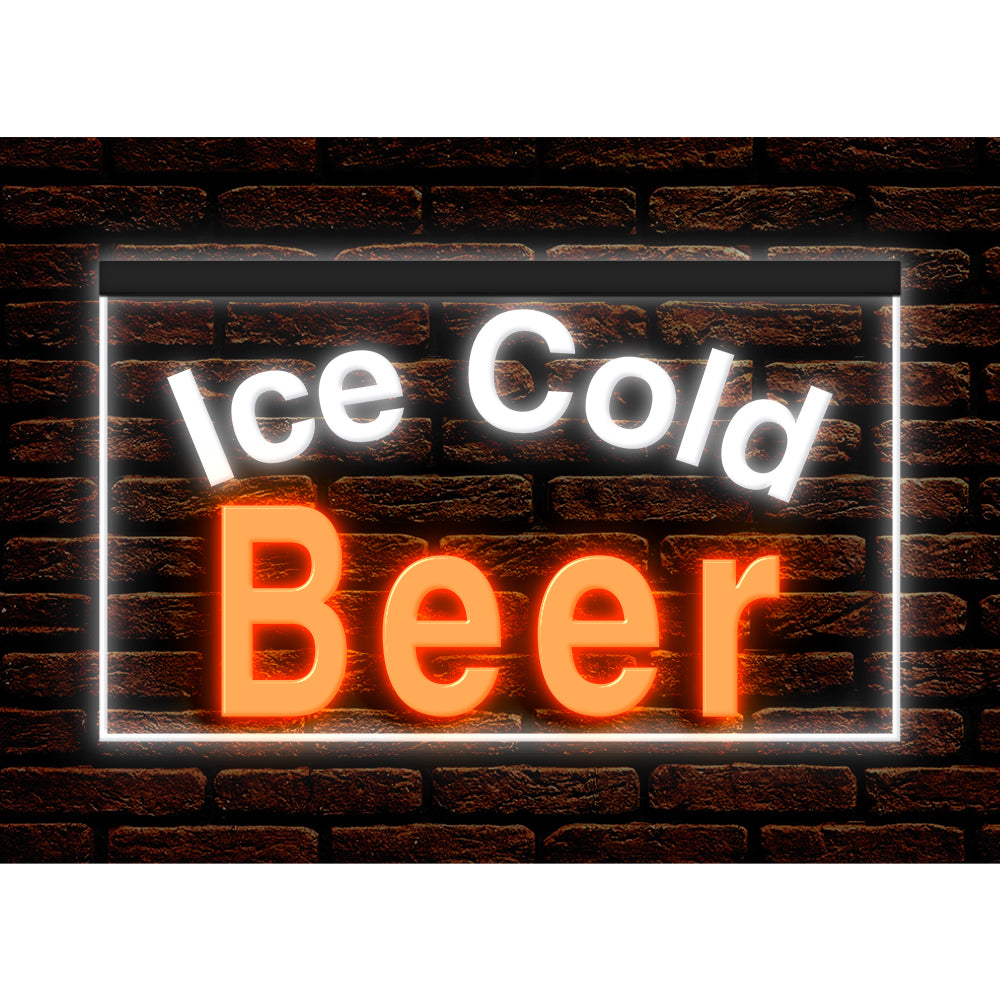 DC170090 Ice Cold Beer Bar Pub Home Decor Display illuminated Night Light Neon Sign Dual Color