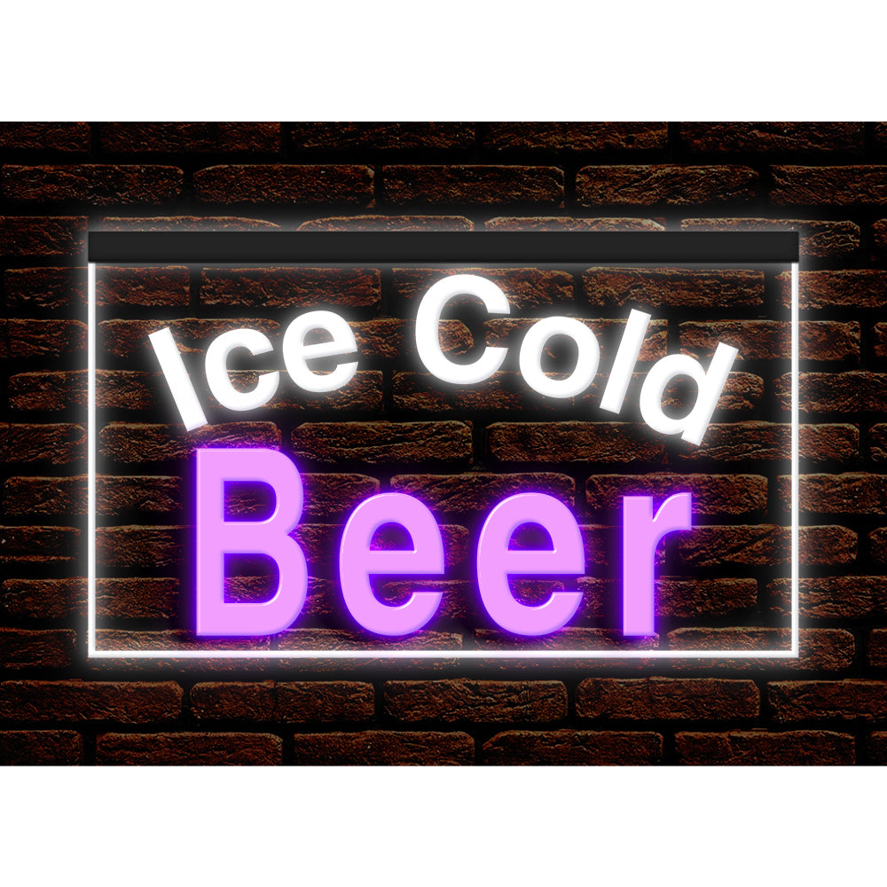 DC170090 Ice Cold Beer Bar Pub Home Decor Display illuminated Night Light Neon Sign Dual Color