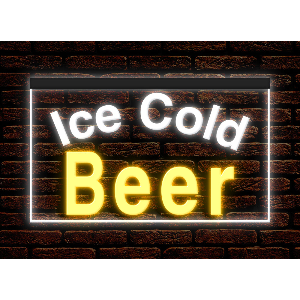 DC170090 Ice Cold Beer Bar Pub Home Decor Display illuminated Night Light Neon Sign Dual Color