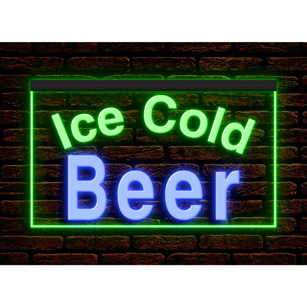 DC170090 Ice Cold Beer Bar Pub Home Decor Display illuminated Night Light Neon Sign Dual Color