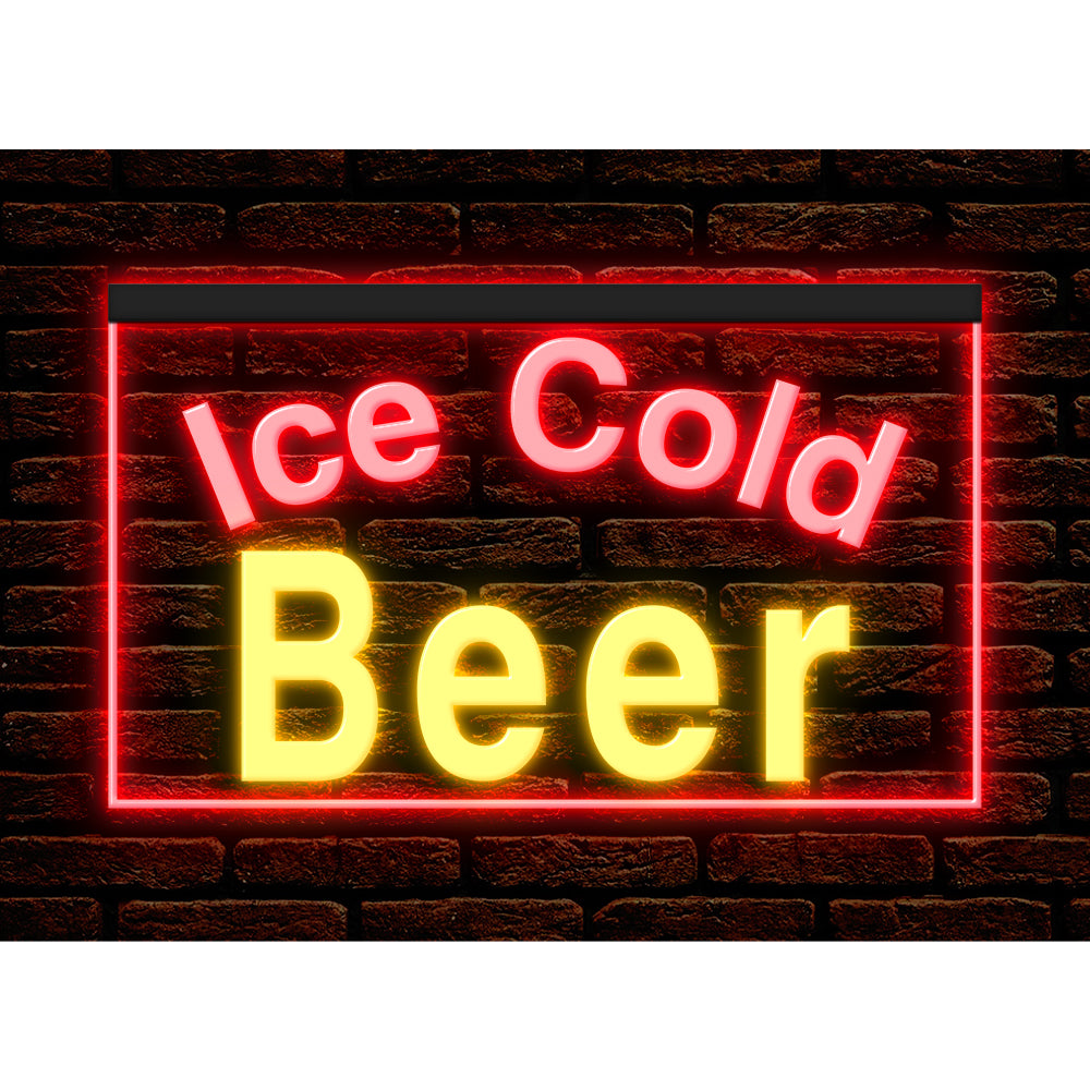 DC170090 Ice Cold Beer Bar Pub Home Decor Display illuminated Night Light Neon Sign Dual Color