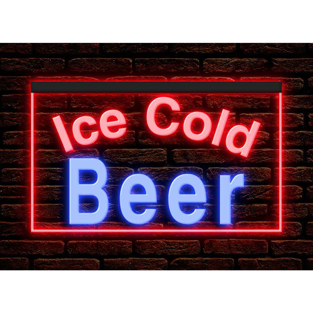 DC170090 Ice Cold Beer Bar Pub Home Decor Display illuminated Night Light Neon Sign Dual Color