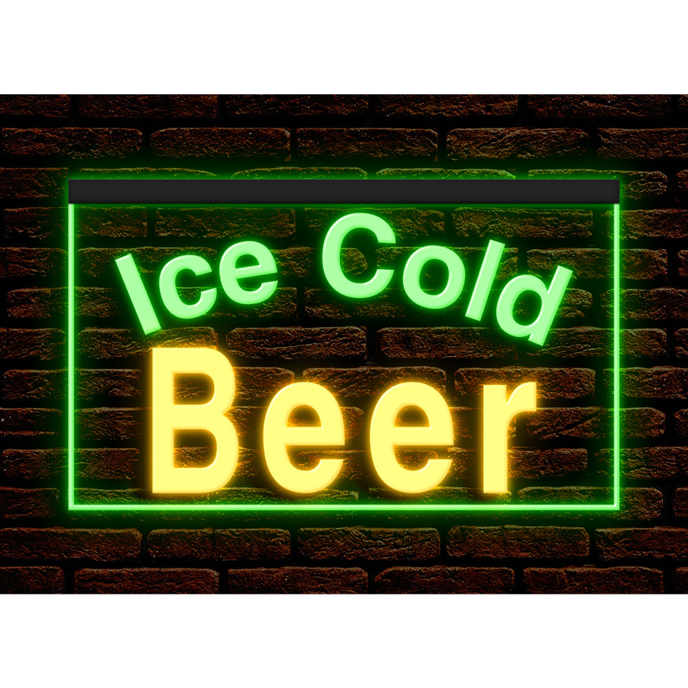DC170090 Ice Cold Beer Bar Pub Home Decor Display illuminated Night Light Neon Sign Dual Color
