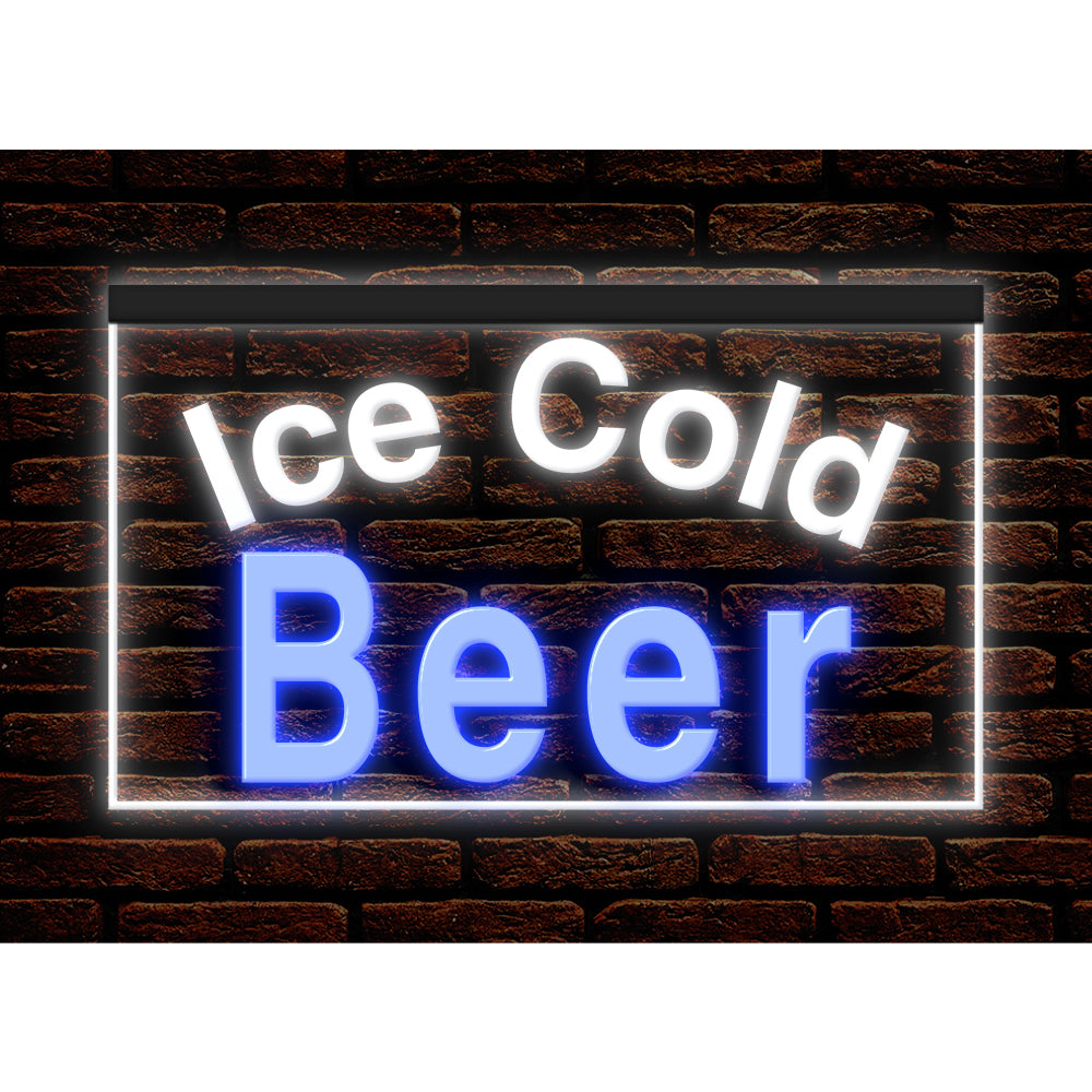 DC170090 Ice Cold Beer Bar Pub Home Decor Display illuminated Night Light Neon Sign Dual Color