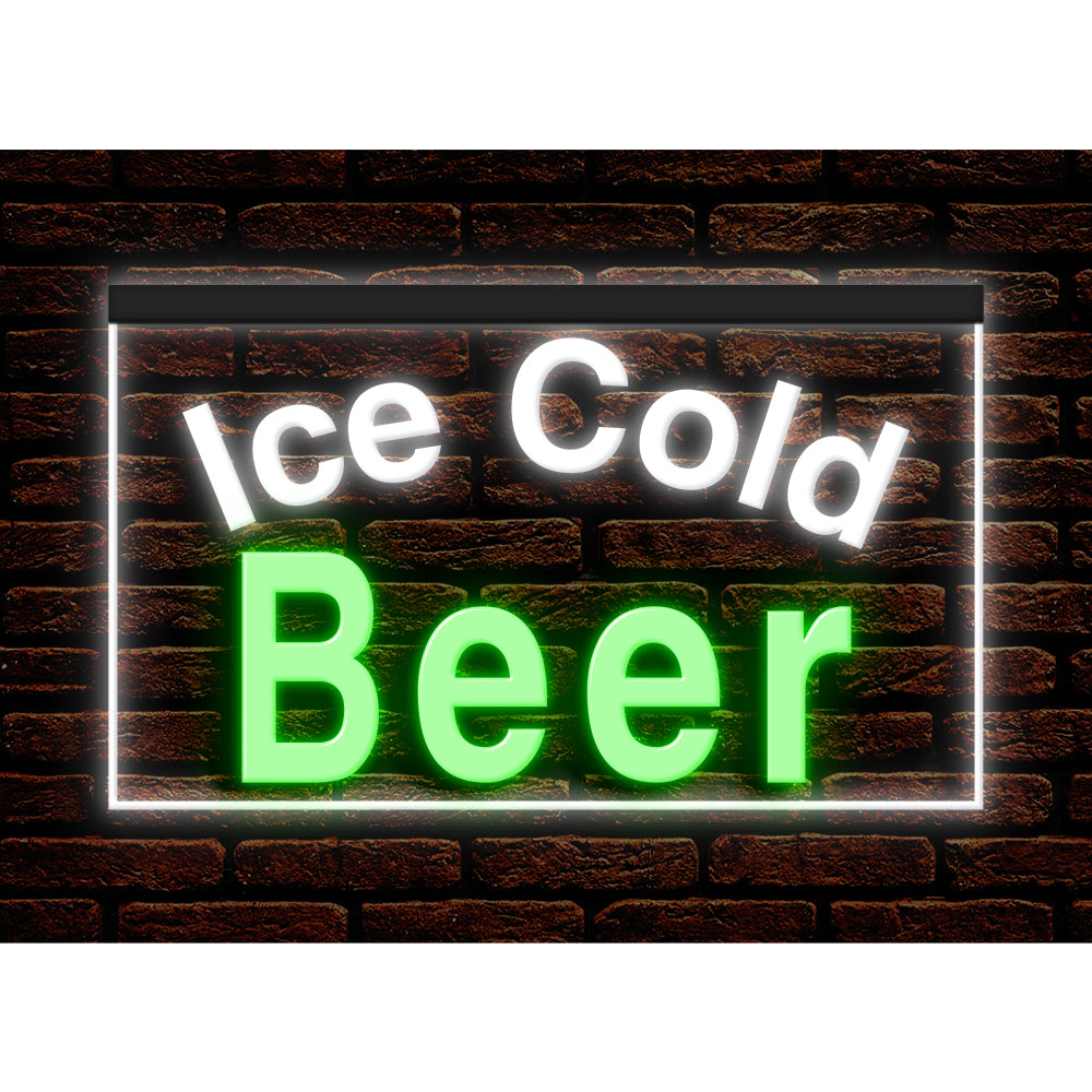 DC170090 Ice Cold Beer Bar Pub Home Decor Display illuminated Night Light Neon Sign Dual Color