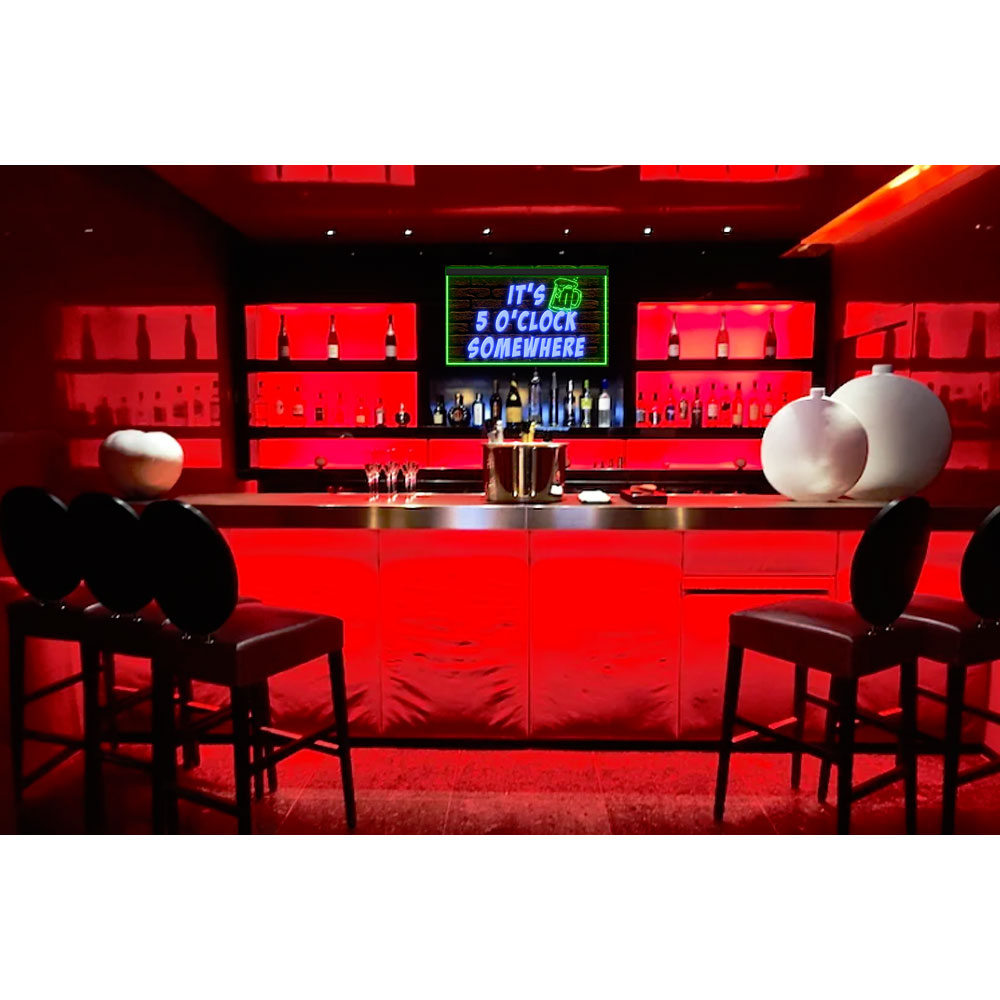 DC170093 It's 5 o'clock Somewhere Open Bar Pub Decor Display illuminated Night Light Neon Sign Dual Color