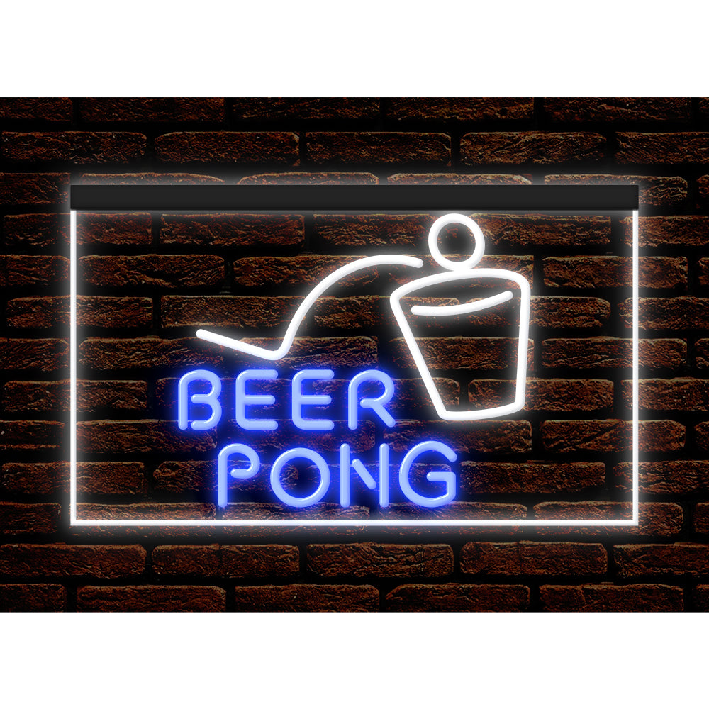 DC170099 Beer Pong Game Bar Happy Hours Home Decor Display illuminated Night Light Neon Sign Dual Color
