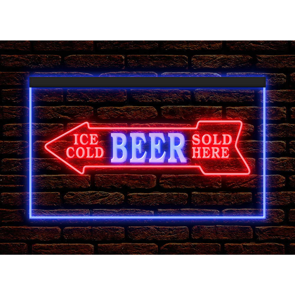 DC170116 Ice Cold Beer Sold Here Bar Home Decor Display illuminated Night Light Neon Sign Dual Color