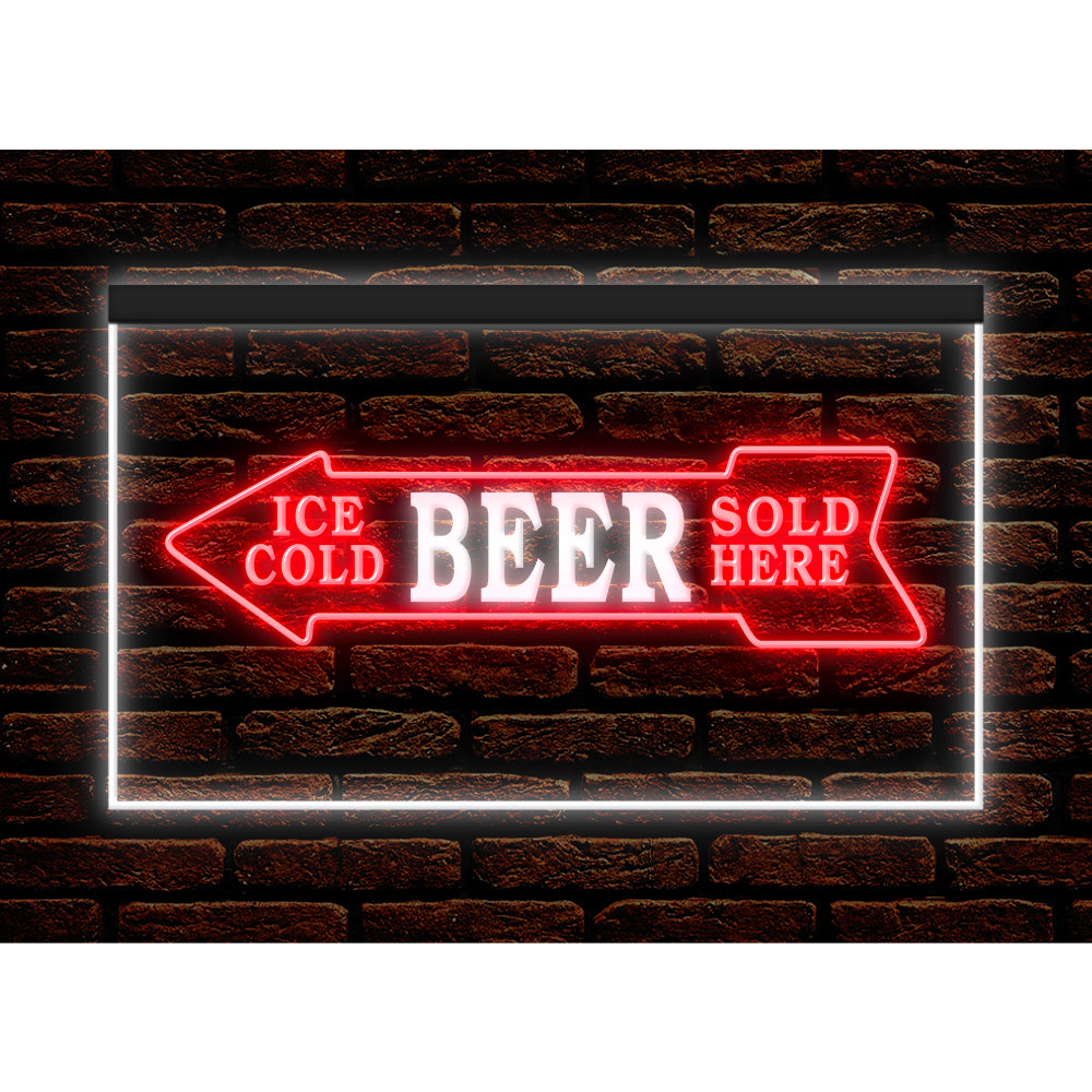 DC170116 Ice Cold Beer Sold Here Bar Home Decor Display illuminated Night Light Neon Sign Dual Color
