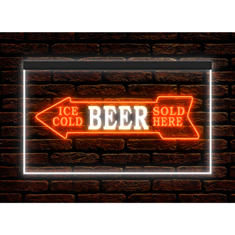 DC170116 Ice Cold Beer Sold Here Bar Home Decor Display illuminated Night Light Neon Sign Dual Color