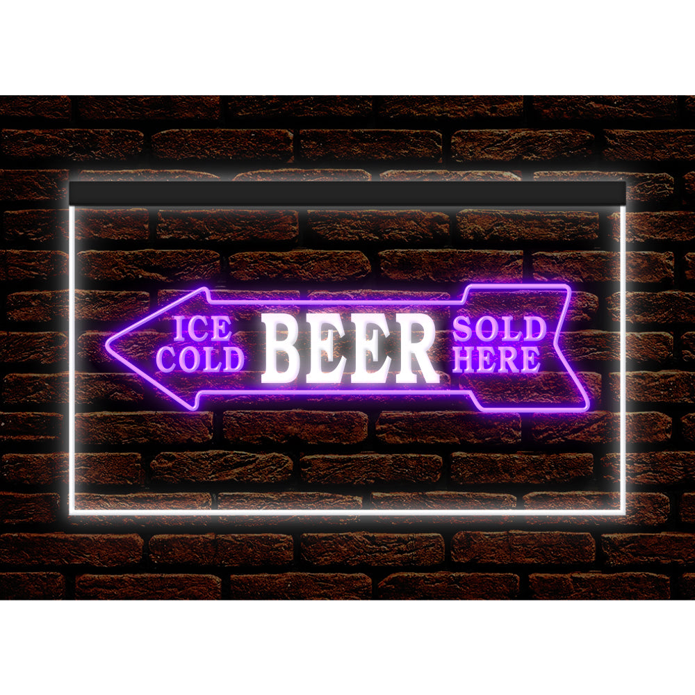 DC170116 Ice Cold Beer Sold Here Bar Home Decor Display illuminated Night Light Neon Sign Dual Color