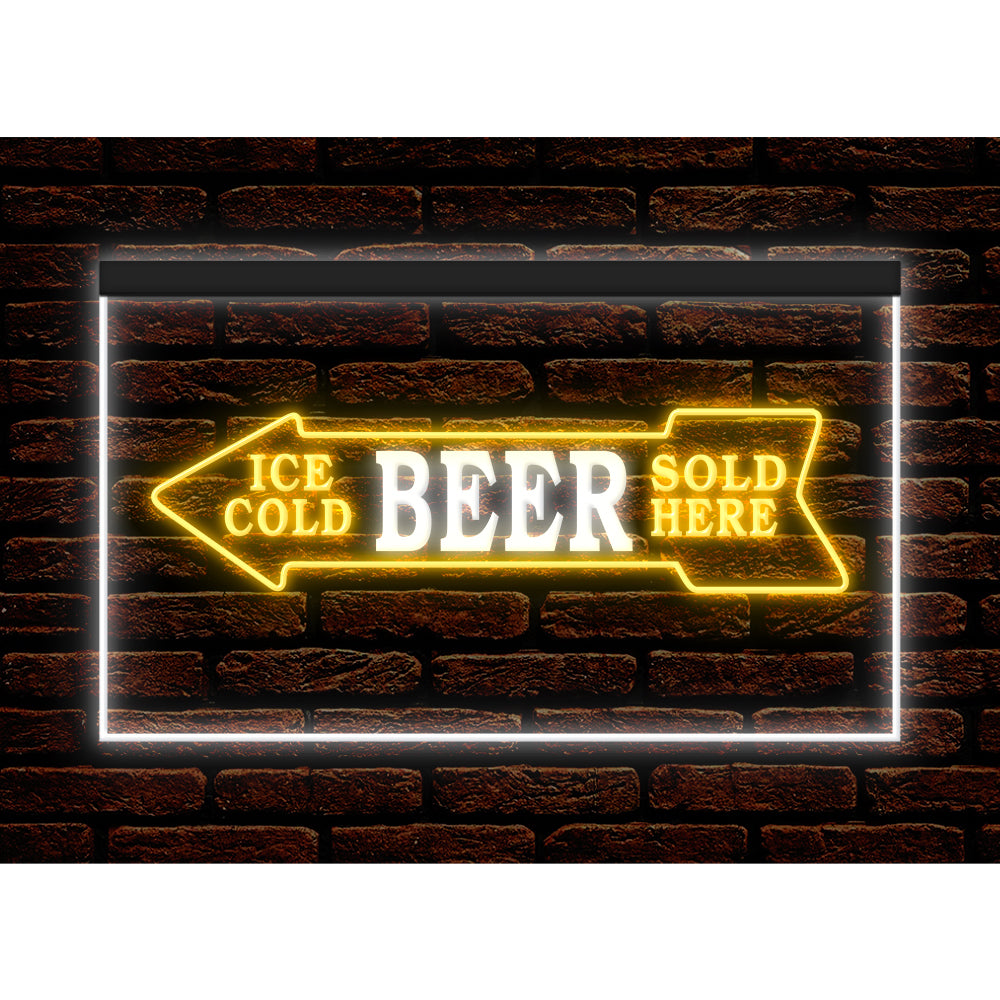 DC170116 Ice Cold Beer Sold Here Bar Home Decor Display illuminated Night Light Neon Sign Dual Color