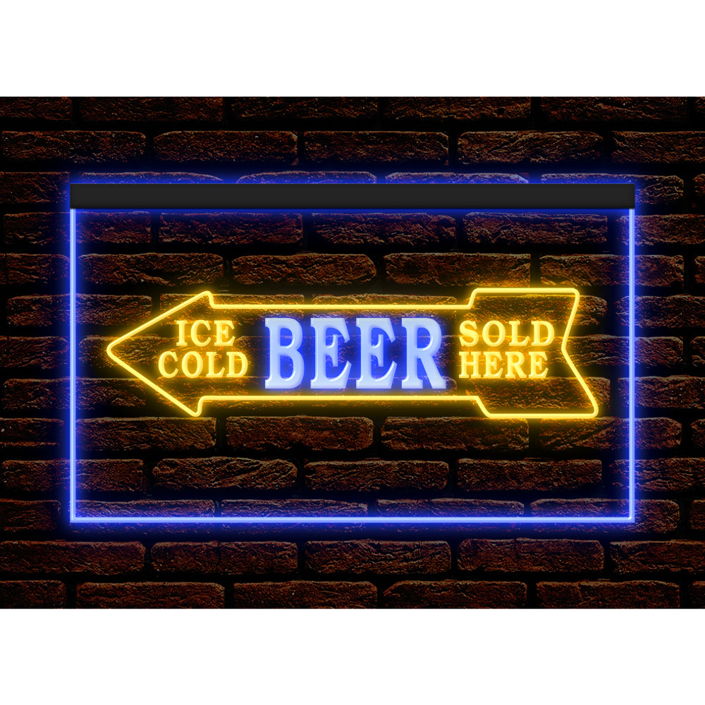 DC170116 Ice Cold Beer Sold Here Bar Home Decor Display illuminated Night Light Neon Sign Dual Color