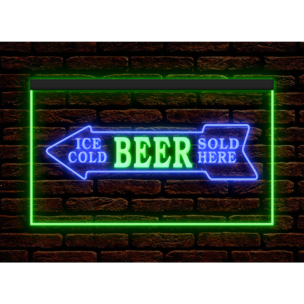 DC170116 Ice Cold Beer Sold Here Bar Home Decor Display illuminated Night Light Neon Sign Dual Color